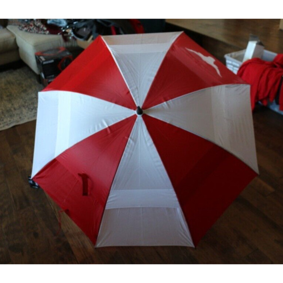 62" Arc Shed Rain Windjammer Vented Golf Umbrella Red White Longhorns - Picture 6 of 6